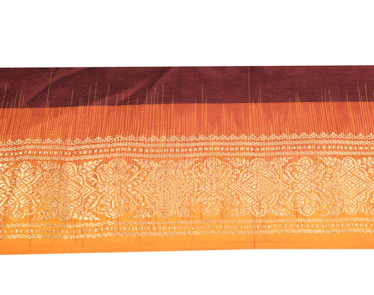 Sushila Vintage Zari Woven Saree Border Orange Craft Sewing Trim Pure Silk Lace