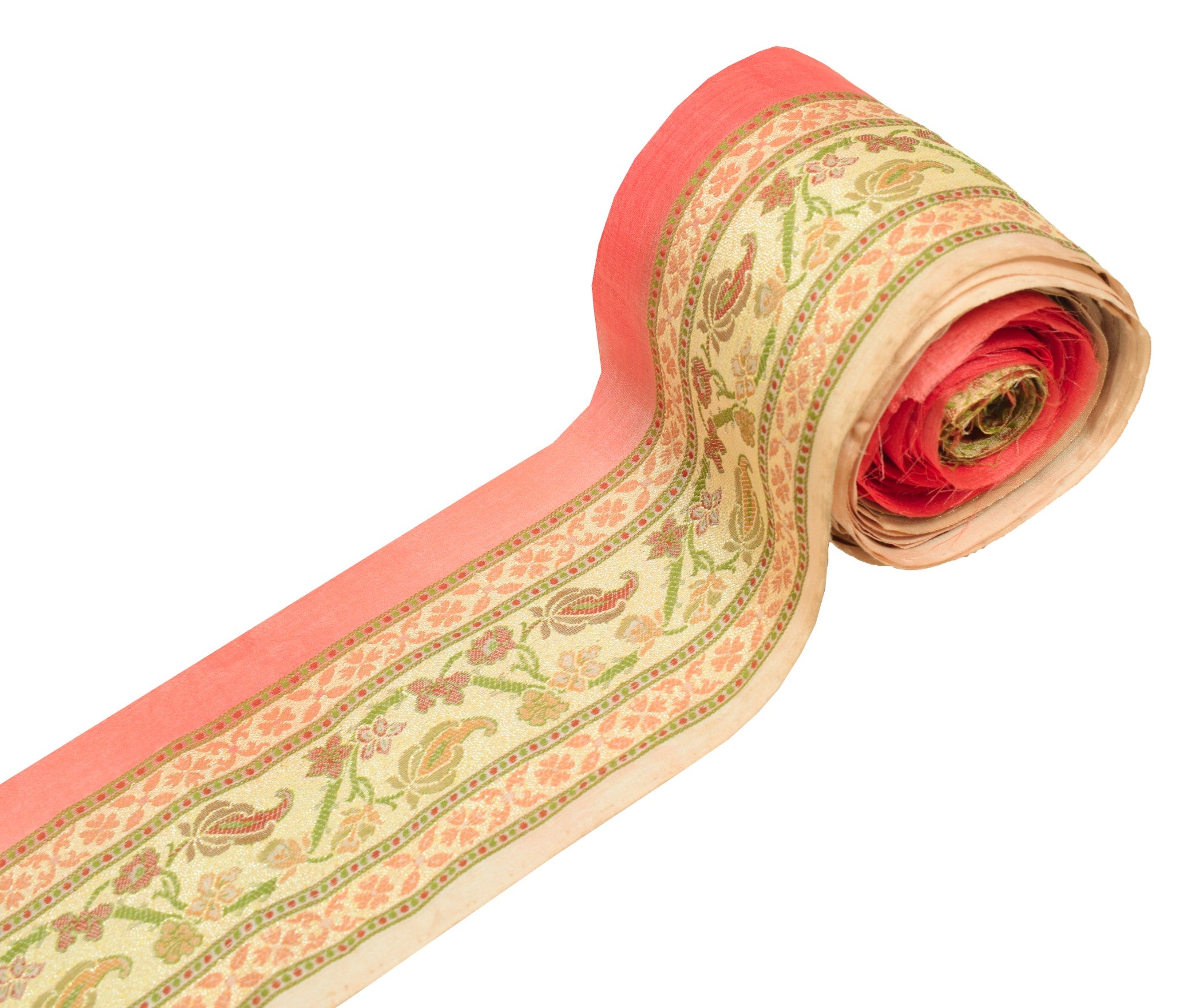 Vintage Antique Zari Sari Border Lace – 24 Feet Rare Weave For Crafts Or Dolls (Full Saree Border)