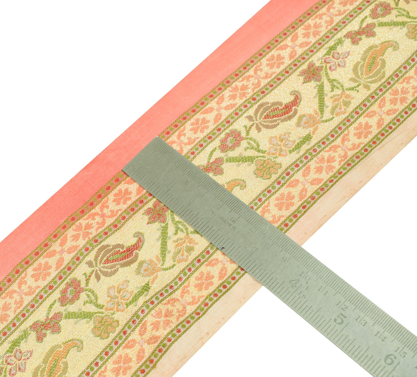 Sushila Vintage Gold Saree Border Pure Tussar Woven Craft Sewing Trim Lace Edges