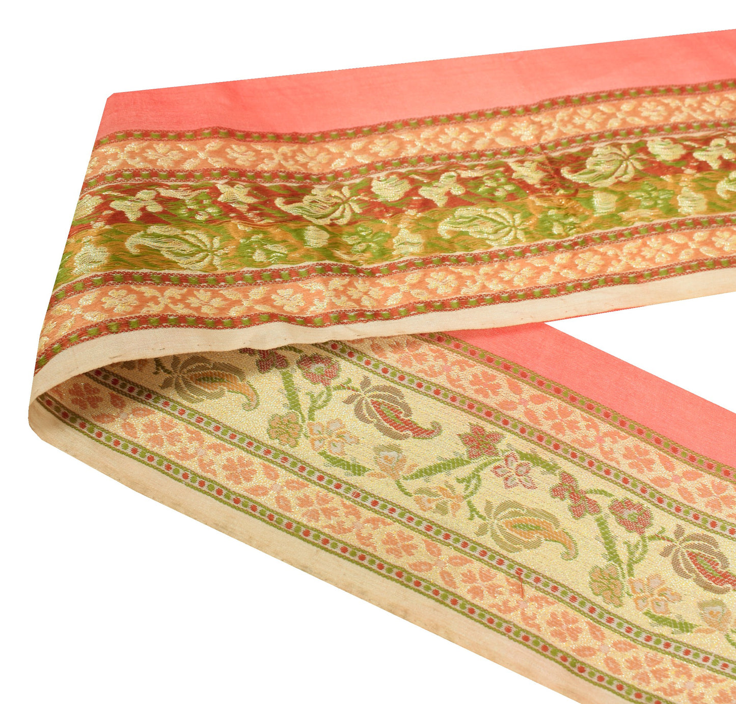 Sushila Vintage Gold Saree Border Pure Tussar Woven Craft Sewing Trim Lace Edges