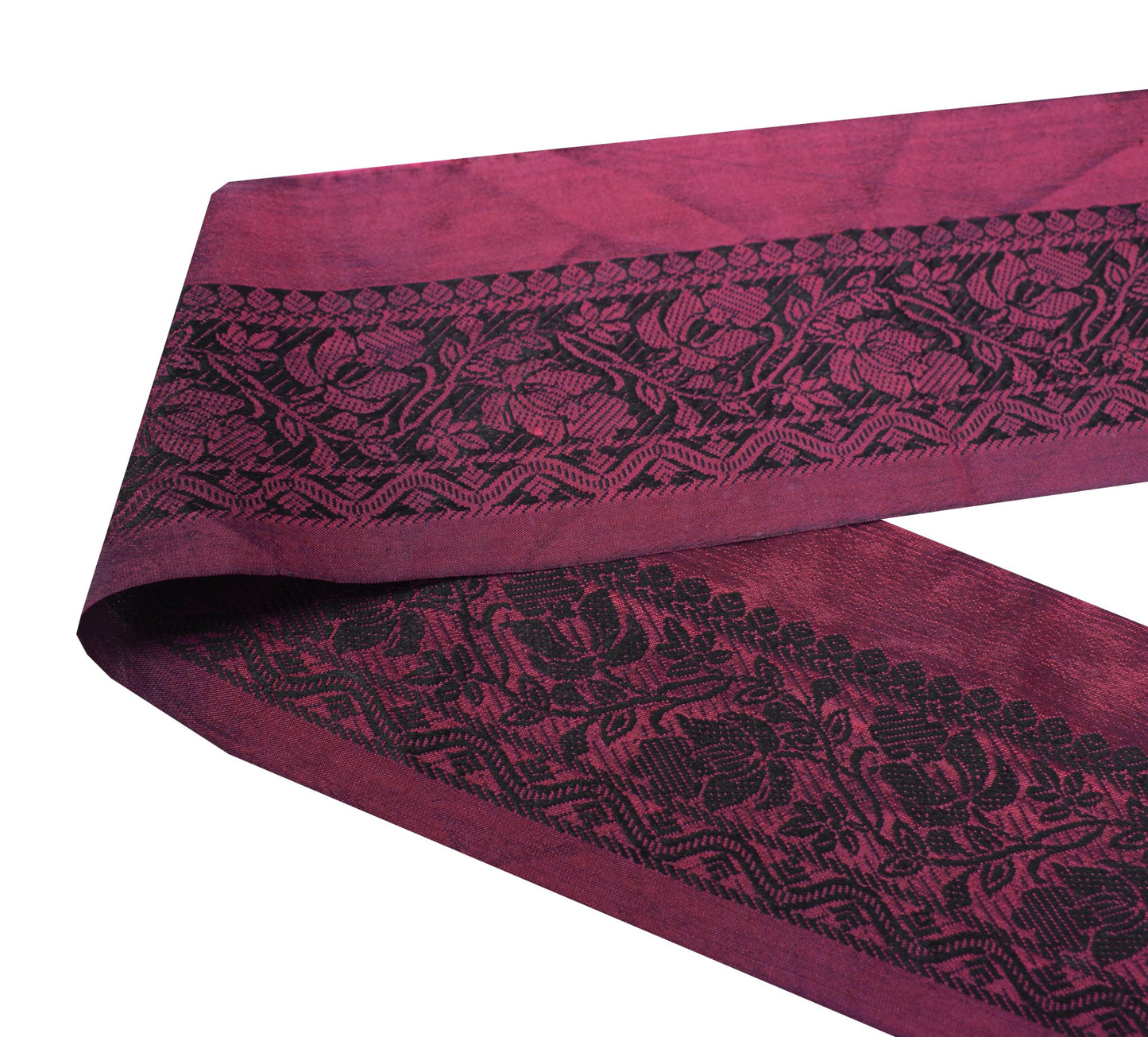 Sushila Vintage Wine Saree Border Pure Silk Woven Craft Sewing Trim Lace Ribbon