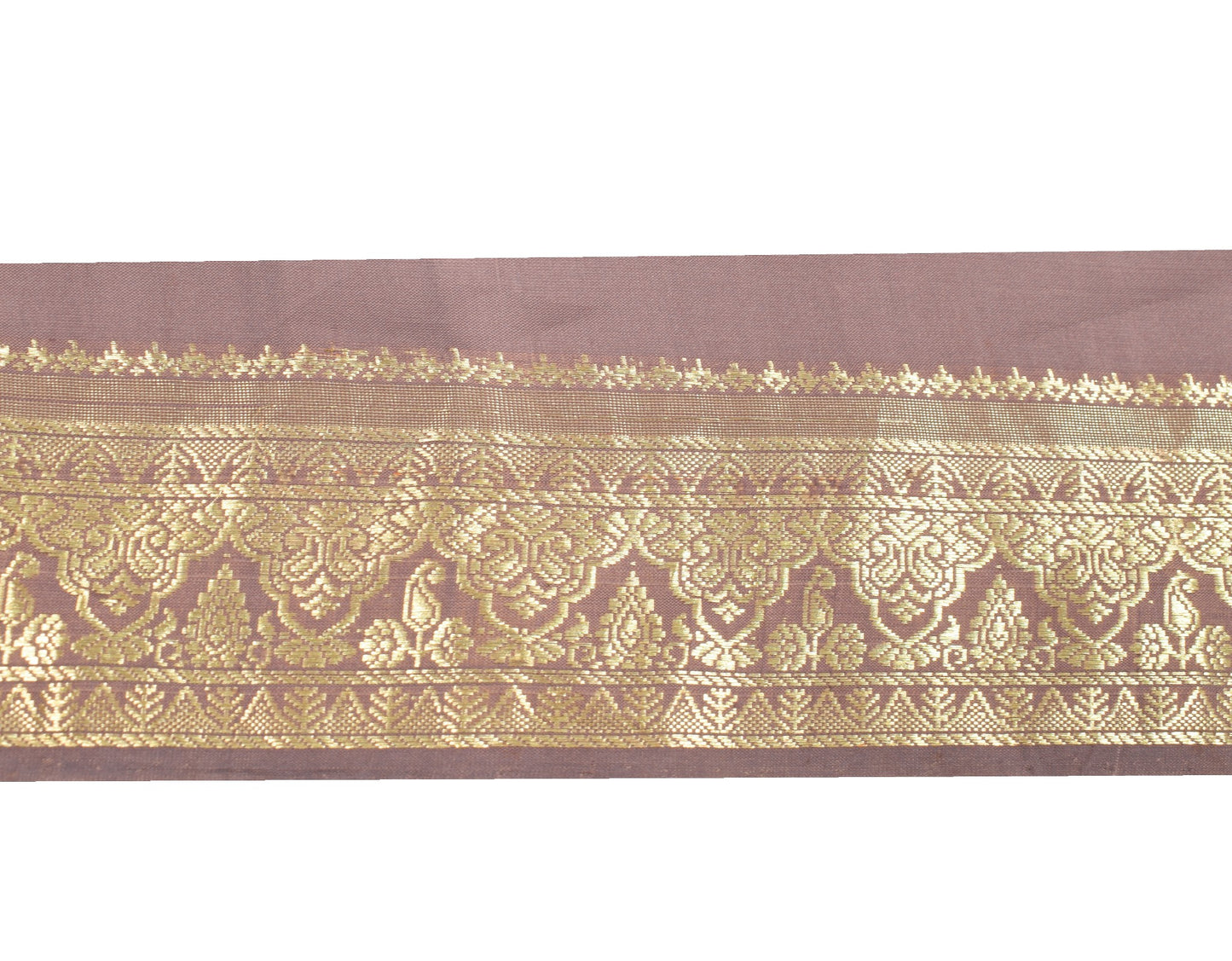 Sushila Vintage Mauve Saree Border Zari Woven Craft Sewing Trim Art Silk Ribbon