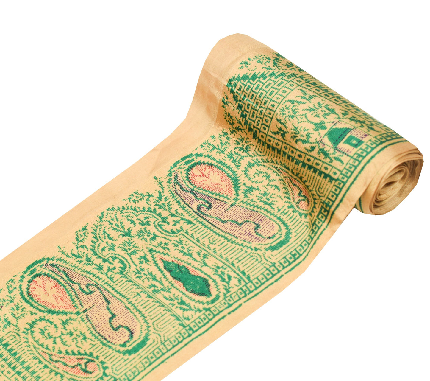 Sushila Vintage Brown Saree Border Printed Silk Craft Sewing Trim Lace Ribbon