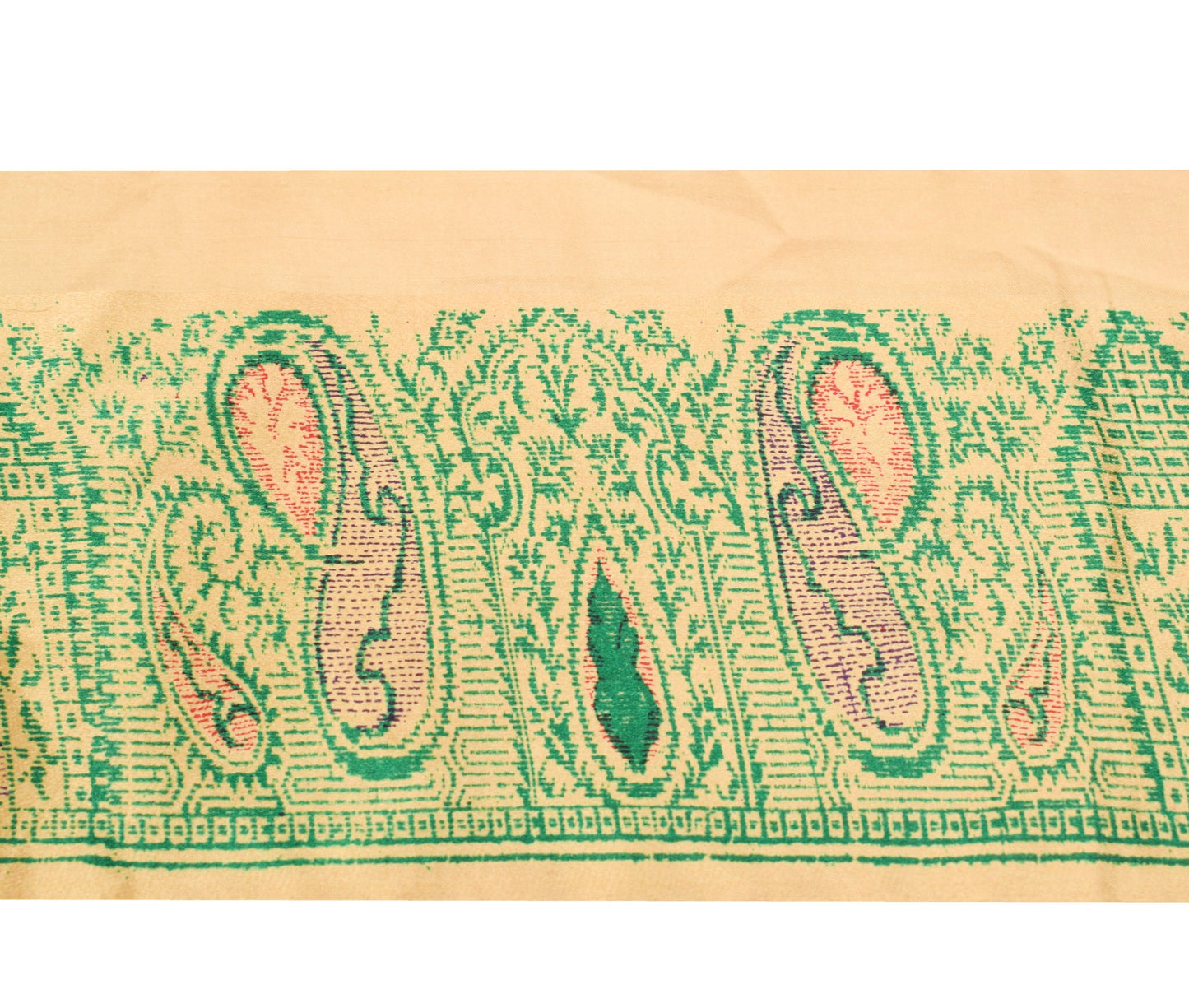 Sushila Vintage Brown Saree Border Printed Silk Craft Sewing Trim Lace Ribbon