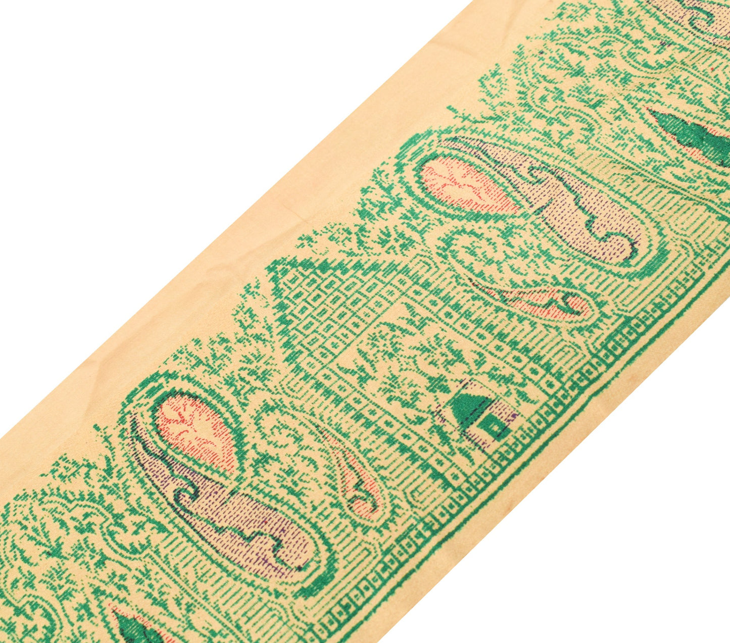 Sushila Vintage Brown Saree Border Printed Silk Craft Sewing Trim Lace Ribbon