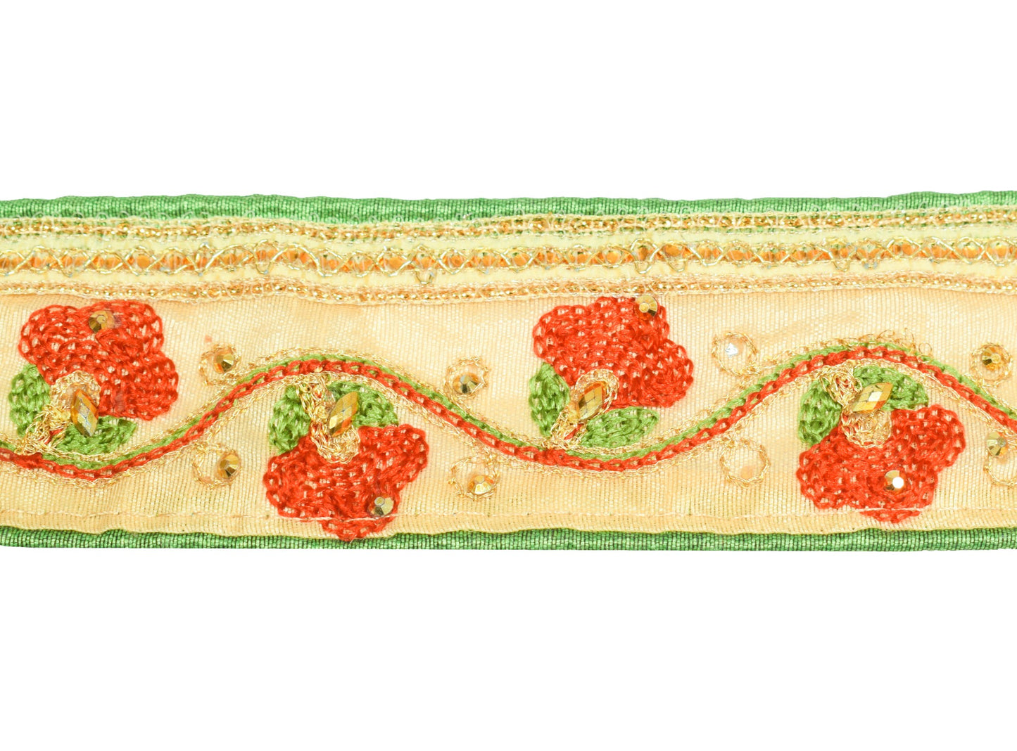 Sushila Vintage Beige Embroidered Saree Art Silk Craft Sewing Trim Lace Ribbon