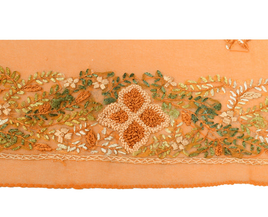 Sushila Vintage Orange Saree Border Georgette Handmade Craft Sewing Trim Ribbon