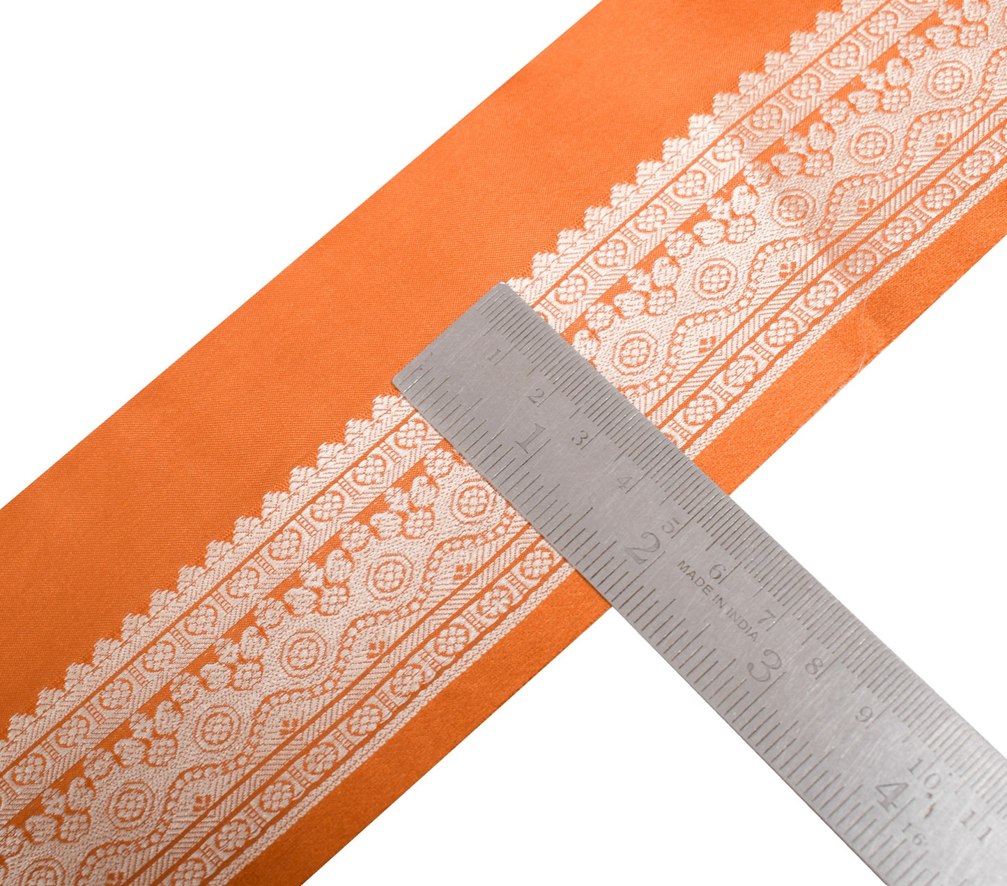 Sushila Vintage Rust Saree Border Indian Craft Sewing Trim Woven Pure Silk Lace