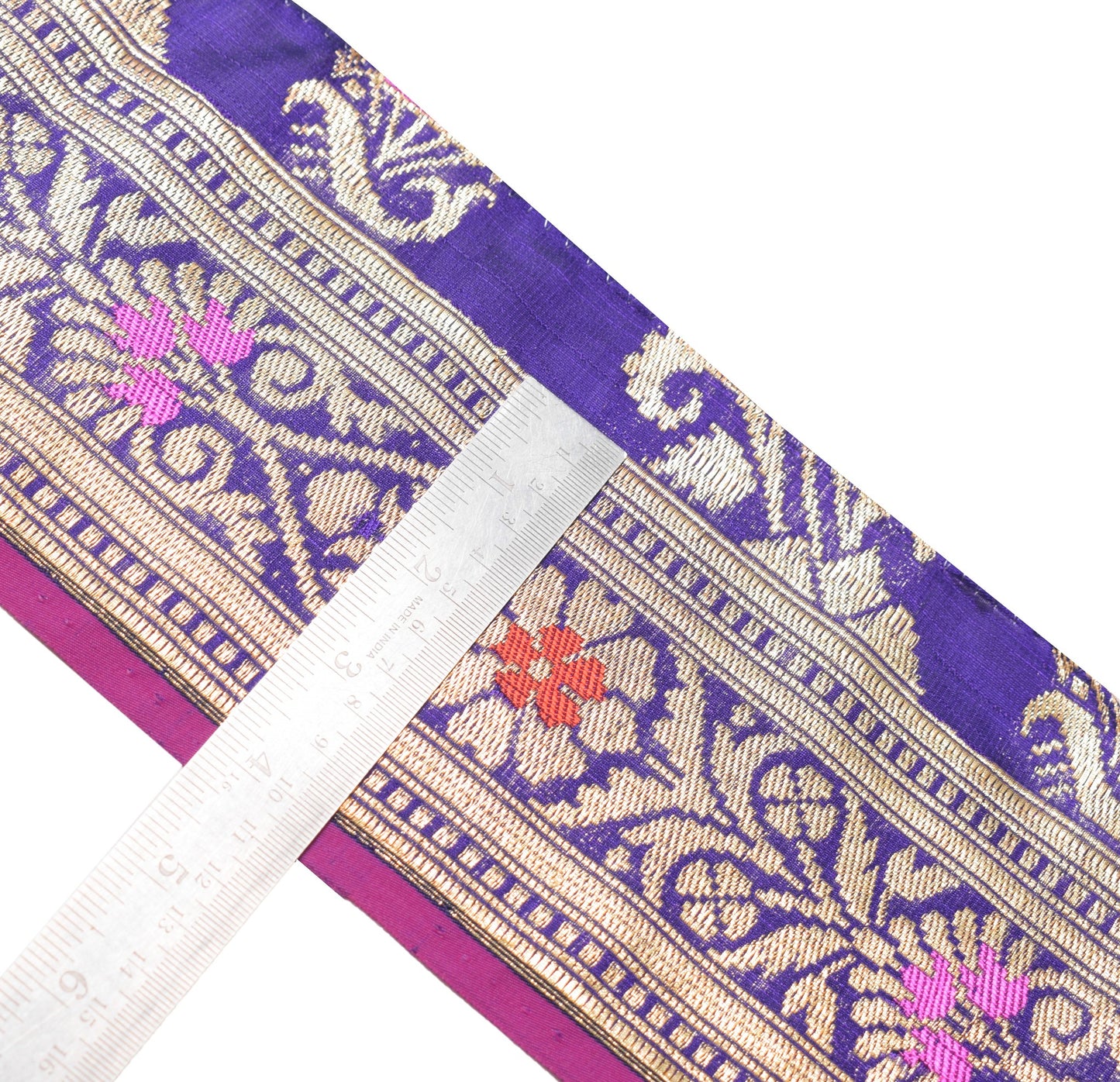 Sushila Vintage Purple Saree Border Banarasi Brocade Craft Sewing Trim Lace