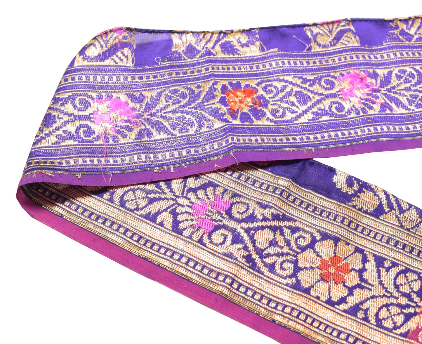 Sushila Vintage Purple Saree Border Banarasi Brocade Craft Sewing Trim Lace