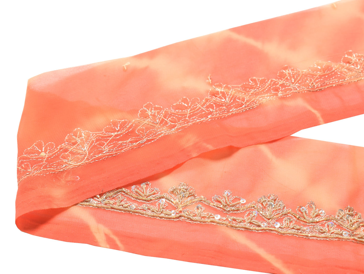 Sushila Vintage Zardozi Work Saree Border Craft Sewing Trim Peach Lace Ribbon