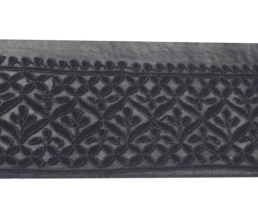 Sushila Vintage Black Saree Border Indian Craft Sewing Trim Chikankari Ribbon