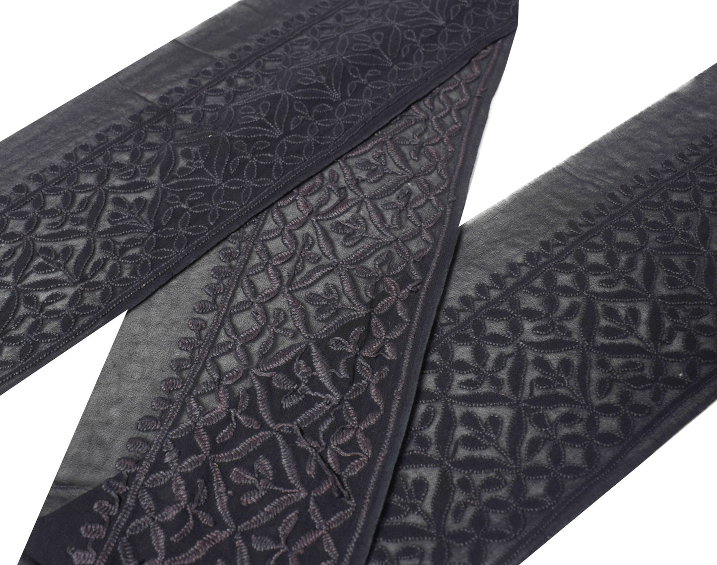 Sushila Vintage Black Saree Border Indian Craft Sewing Trim Chikankari Ribbon