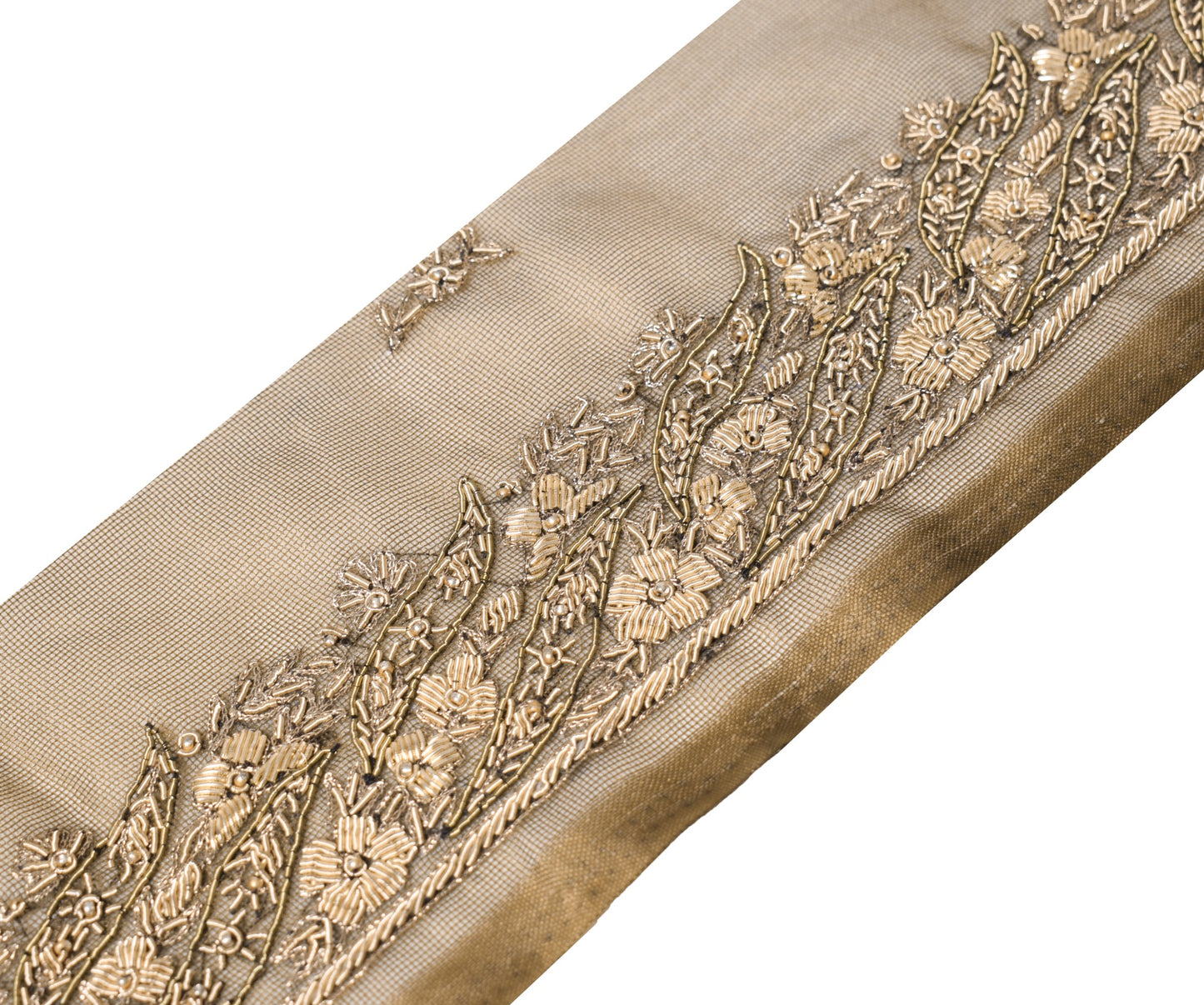 Sushila Vintage Zardozi Work Saree Border Indian Craft Sewing Trim Net Lace Edge