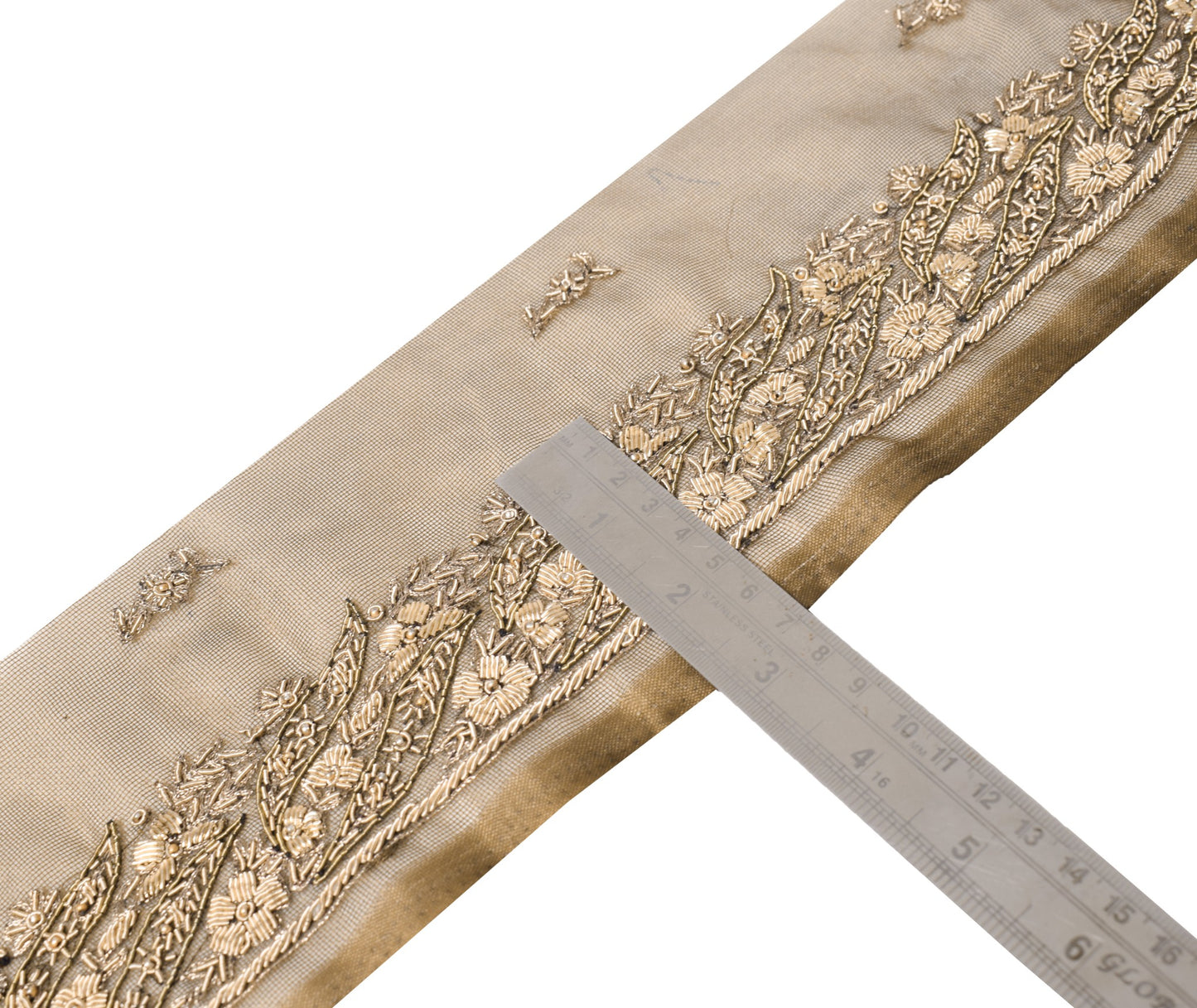 Sushila Vintage Zardozi Work Saree Border Indian Craft Sewing Trim Net Lace Edge