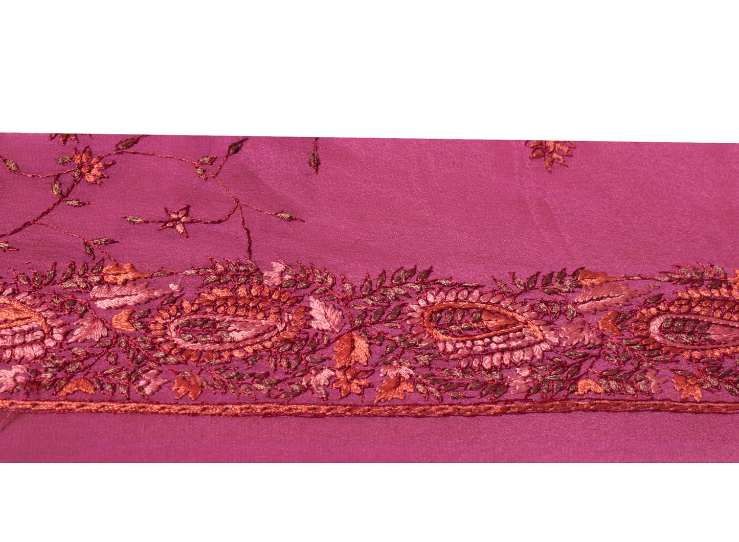 Sushila Vintage Magenta Saree Border Craft Sewing Trim Hand Embroidered Ribbon