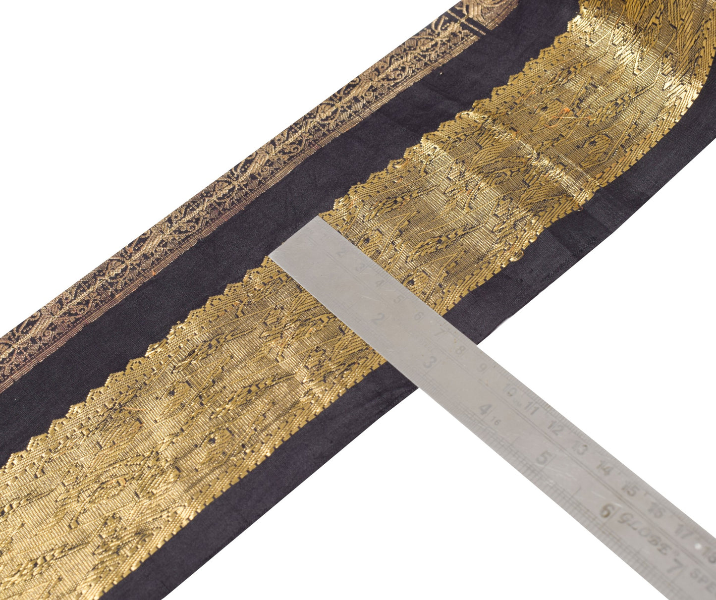 Sushila Vintage Kanjivaram Saree Border Indian Craft Sewing Trim Black Ribbon