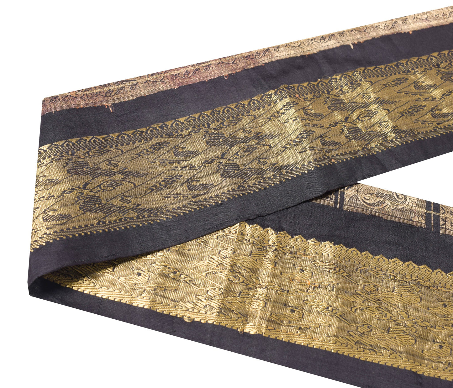 Sushila Vintage Kanjivaram Saree Border Indian Craft Sewing Trim Black Ribbon