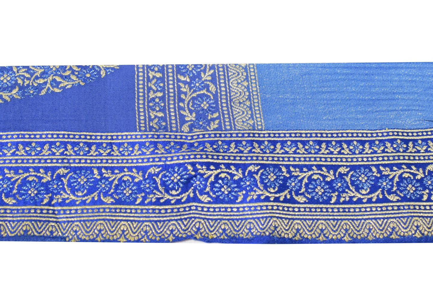 Sushila Vintage Banarasi Saree Border Indian Craft Sewing Trim Blue Lace Ribbon