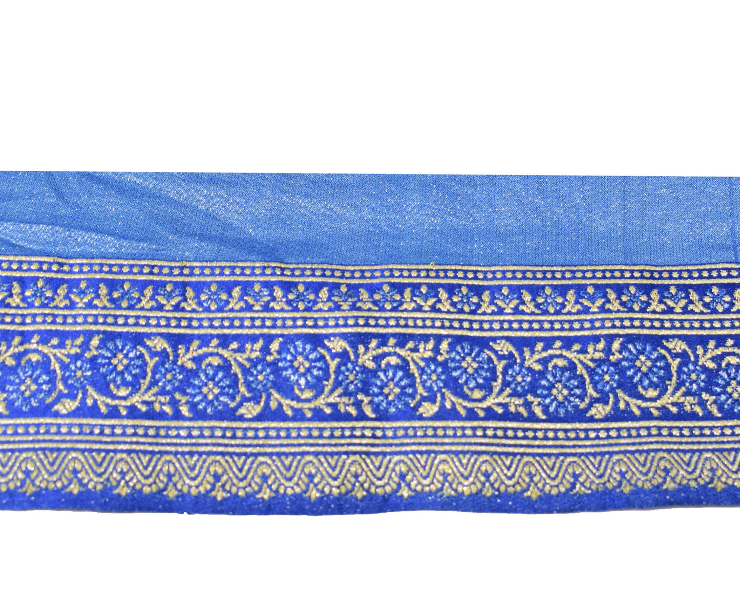 Sushila Vintage Banarasi Saree Border Indian Craft Sewing Trim Blue Lace Ribbon