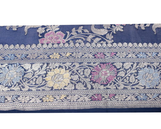 Sushila Vintage Banarasi Saree Border Blue Brocade Craft Sewing Trim Lace Ribbon