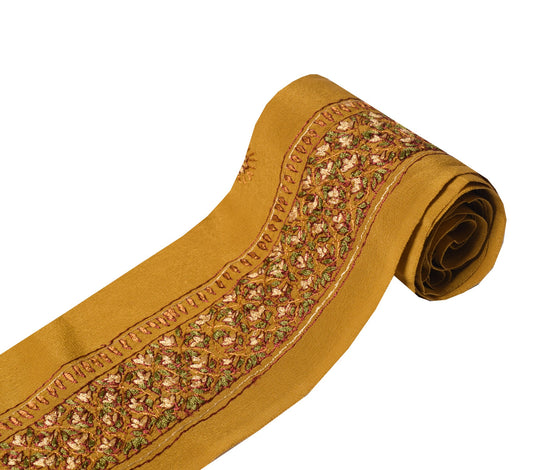 Sushila Vintage Mustard Saree Border Pure Crepe Craft Sewing Trim Lace Ribbon