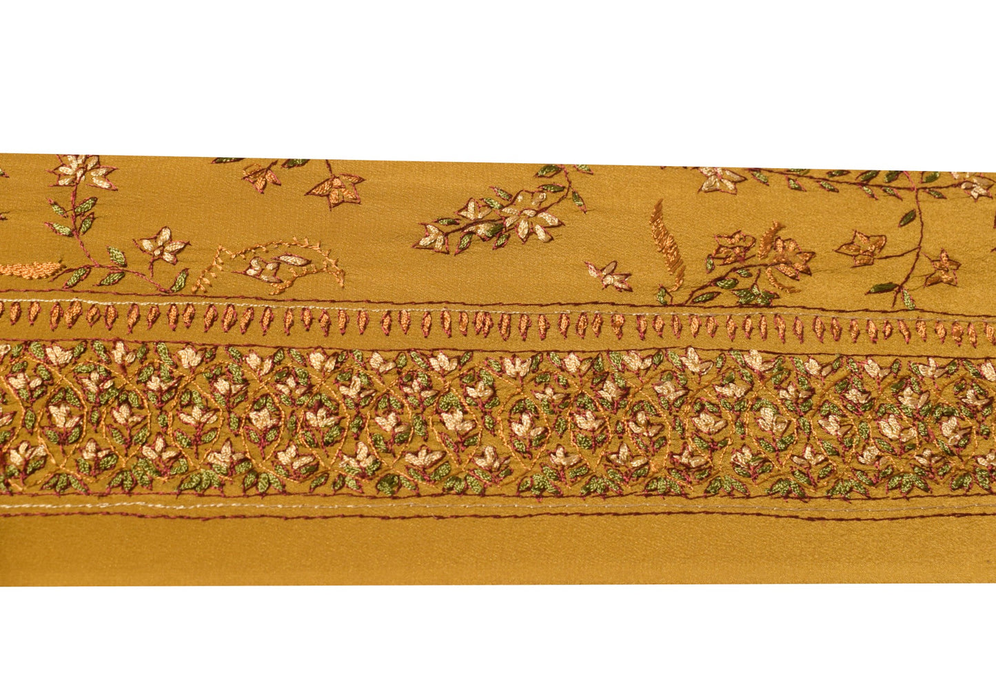Sushila Vintage Mustard Saree Border Pure Crepe Craft Sewing Trim Lace Ribbon