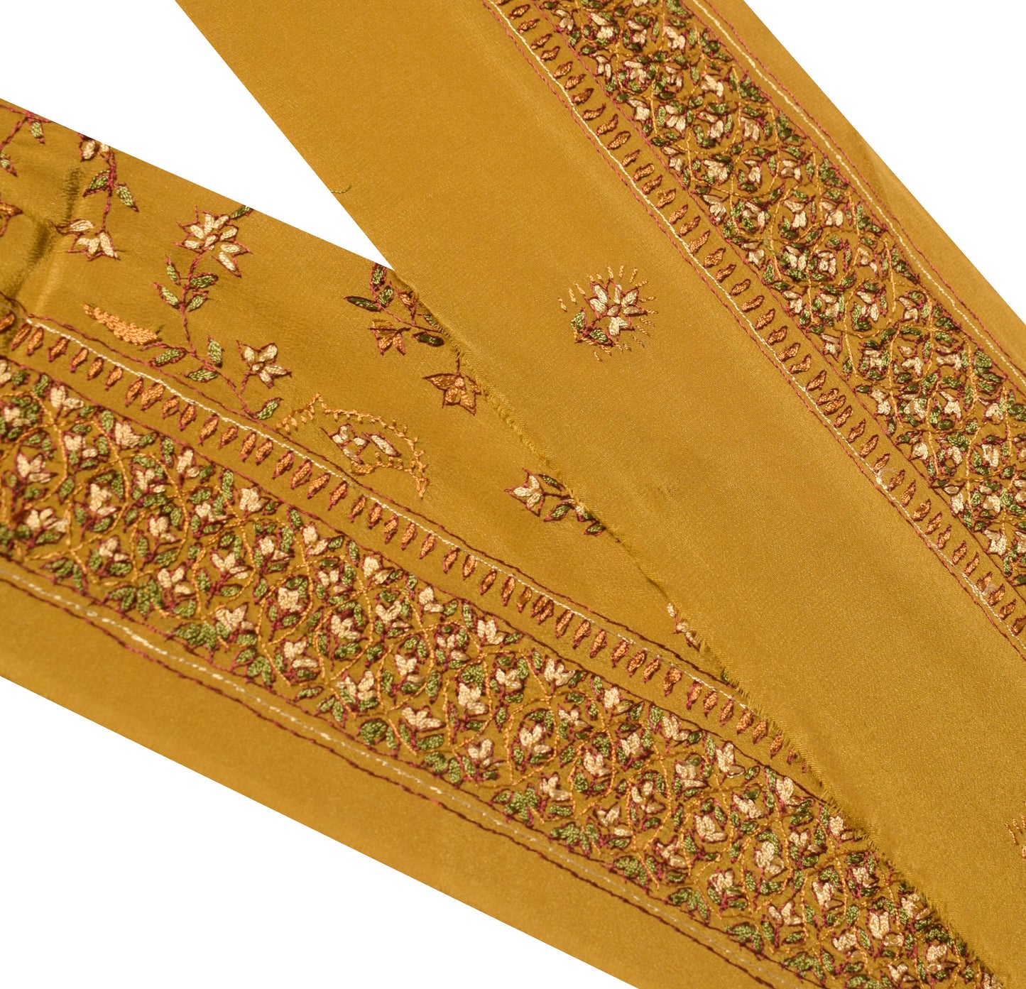 Sushila Vintage Mustard Saree Border Pure Crepe Craft Sewing Trim Lace Ribbon