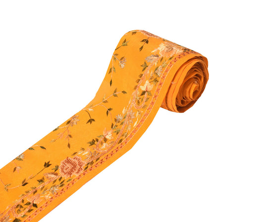 Sushila Vintage Yellow Saree Border Indian Craft Sewing Trim Handmade Lace Edges