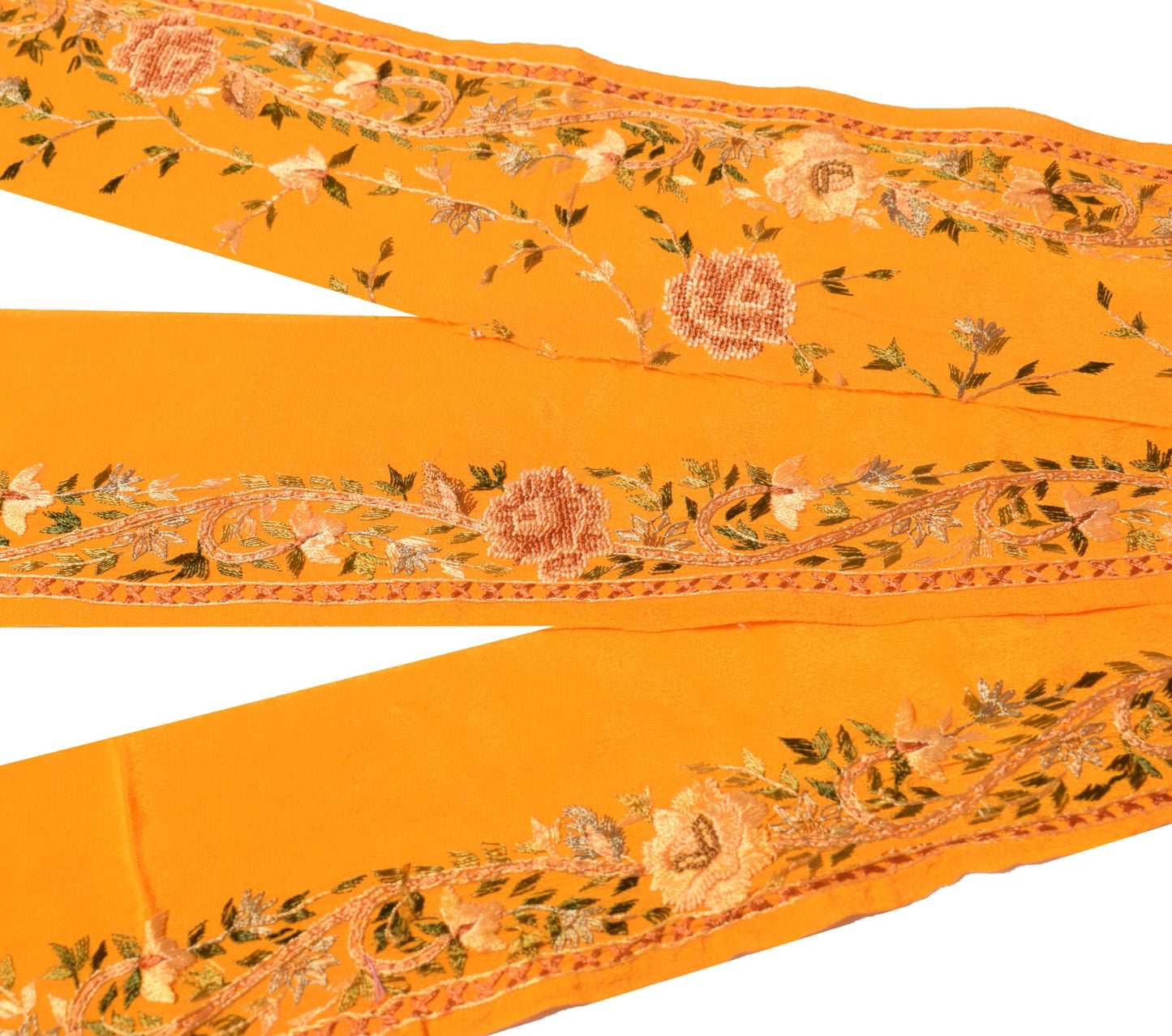Sushila Vintage Yellow Saree Border Indian Craft Sewing Trim Handmade Lace Edges