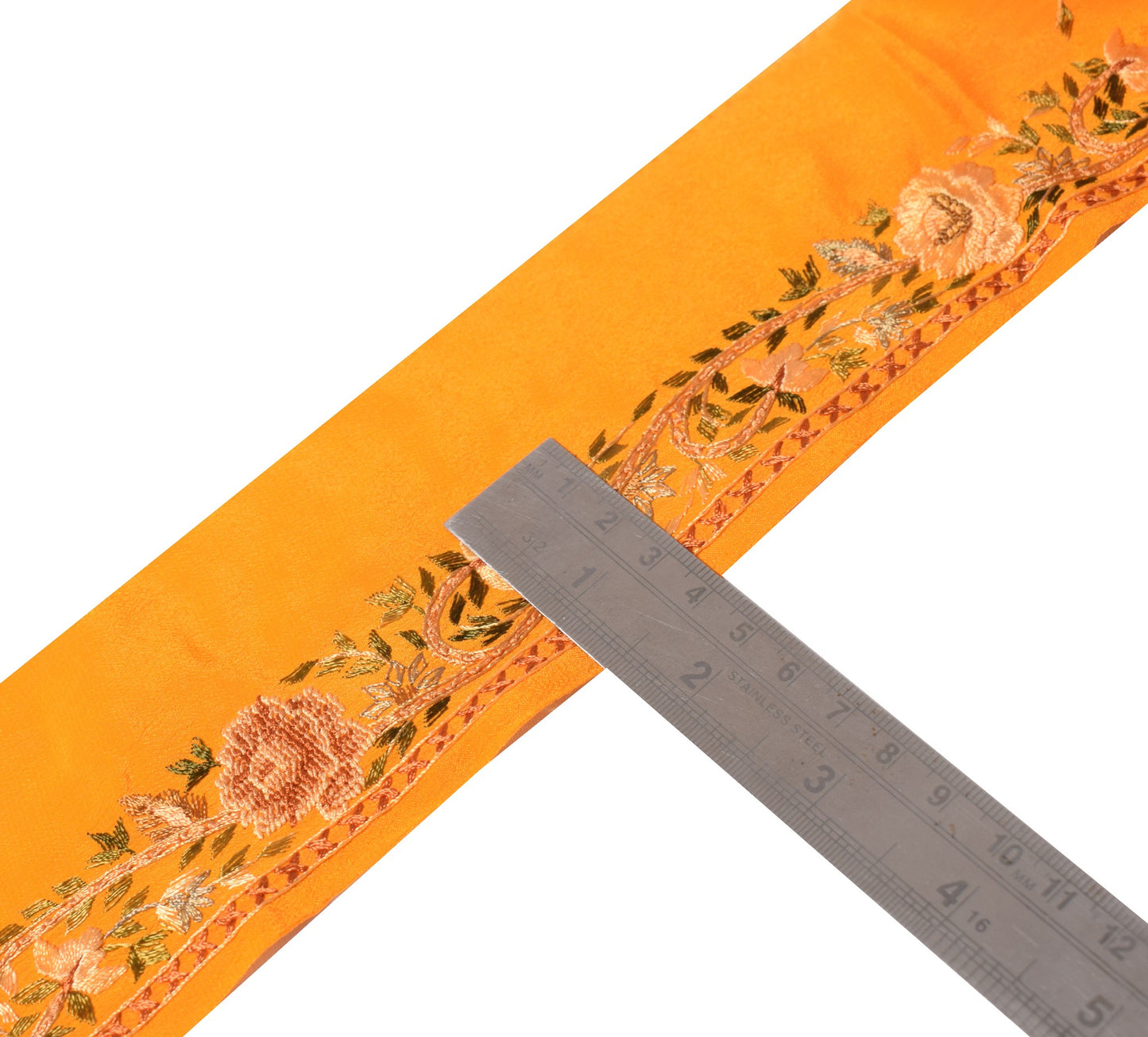 Sushila Vintage Yellow Saree Border Indian Craft Sewing Trim Handmade Lace Edges