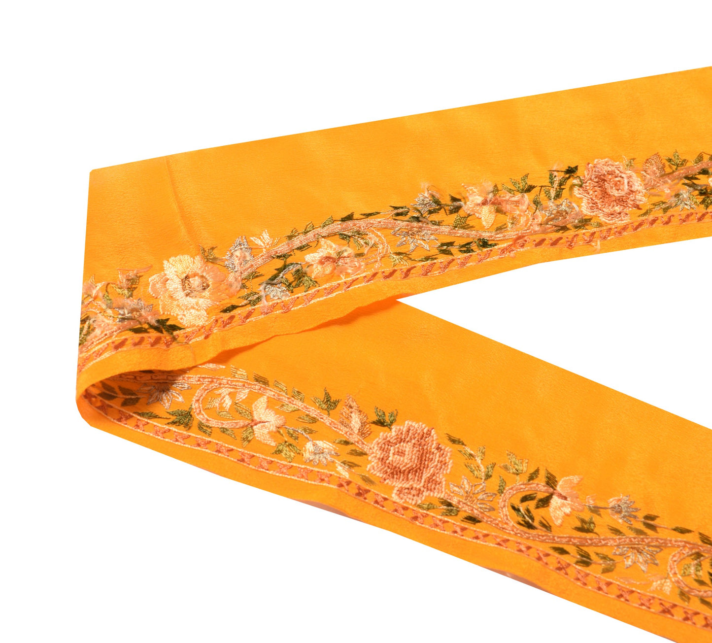 Sushila Vintage Yellow Saree Border Indian Craft Sewing Trim Handmade Lace Edges