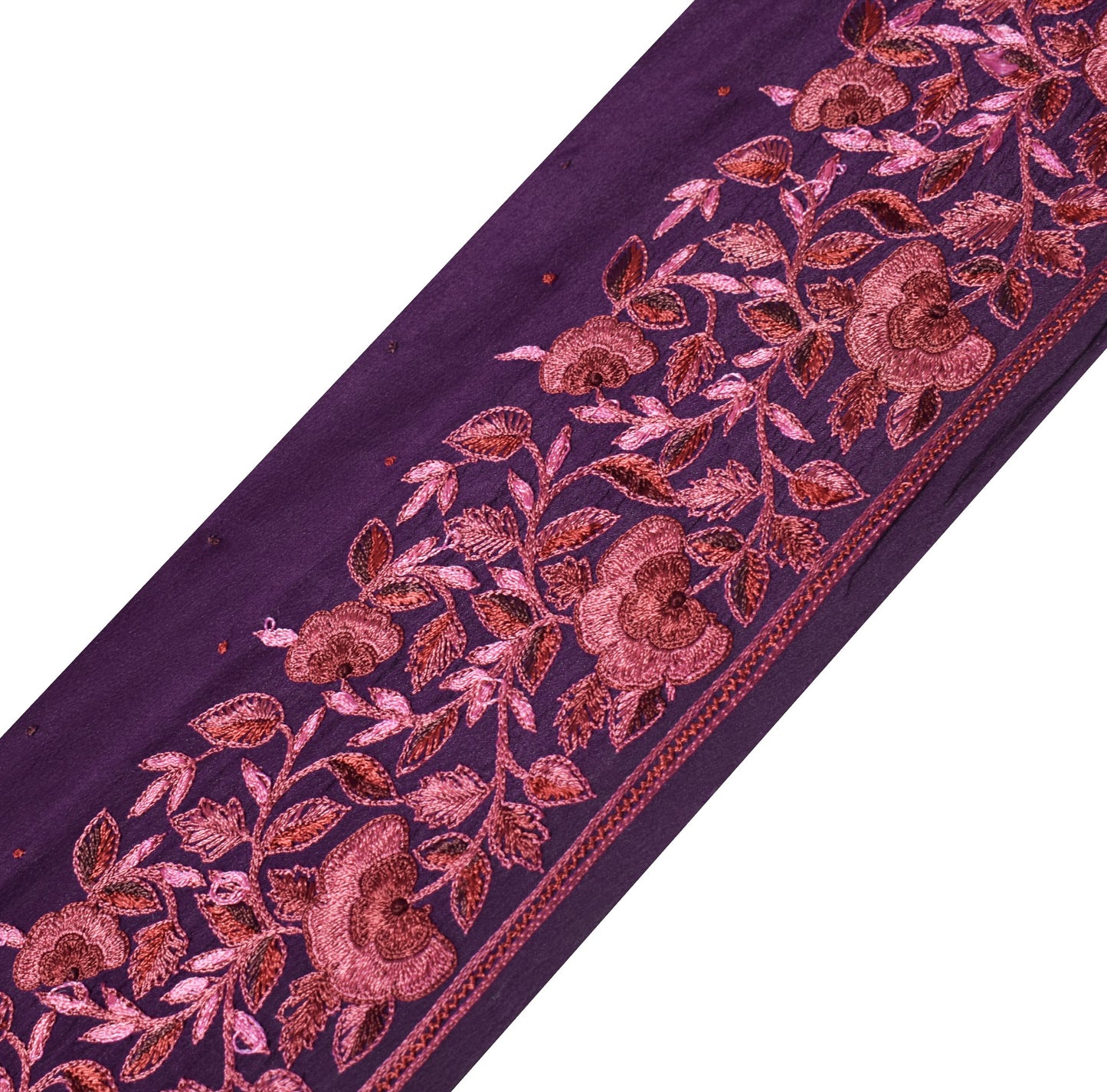 Sushila Vintage Purple Saree Border Hand Embroidered Craft Sewing Trim Lace