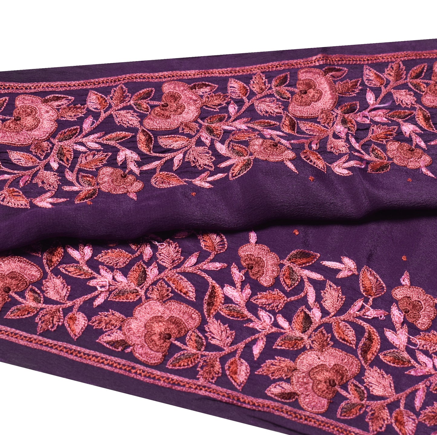 Sushila Vintage Purple Saree Border Hand Embroidered Craft Sewing Trim Lace