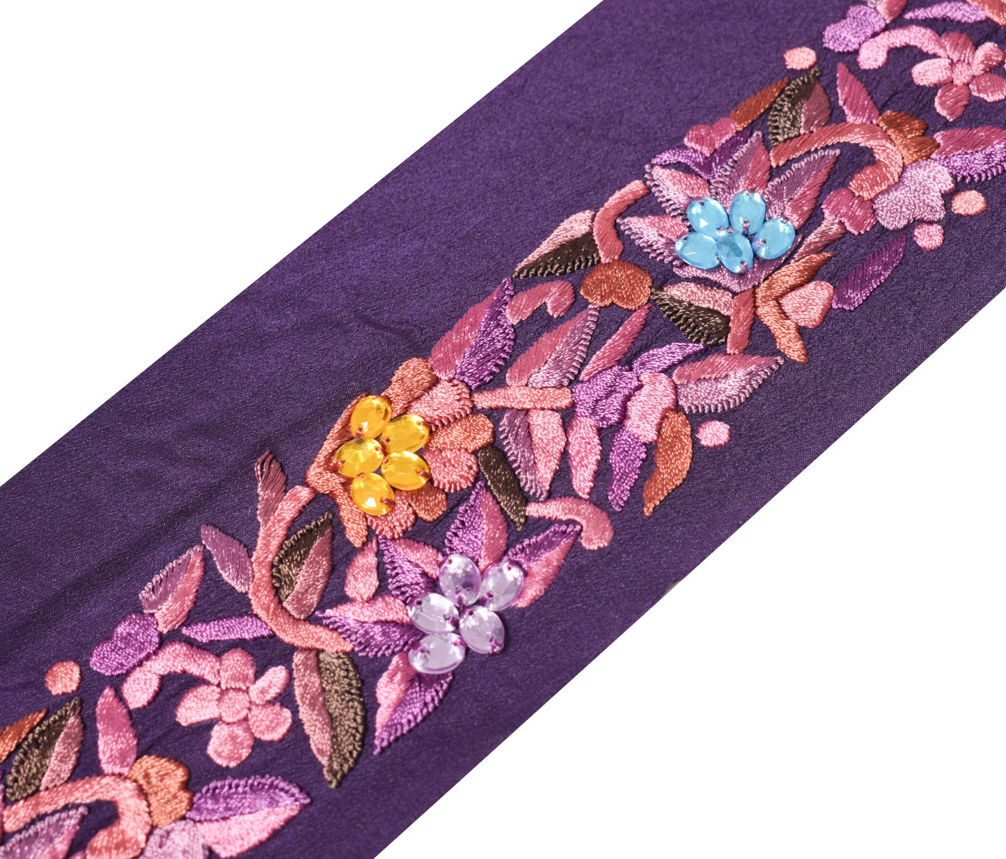 Sushila Vintage Embroidered Saree Border Indian Craft Sewing Trim Purple Lace