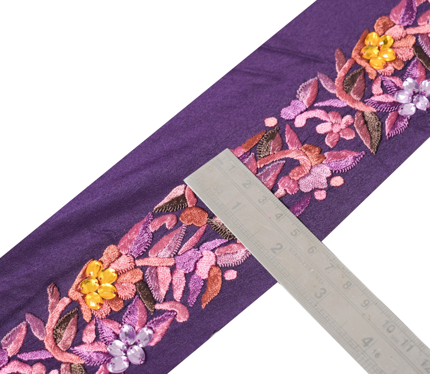Sushila Vintage Embroidered Saree Border Indian Craft Sewing Trim Purple Lace