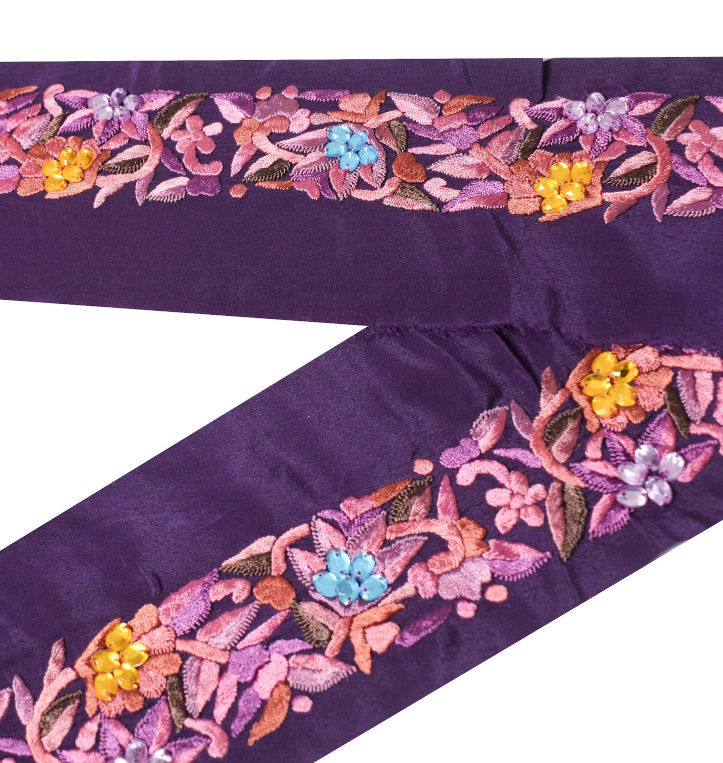 Sushila Vintage Embroidered Saree Border Indian Craft Sewing Trim Purple Lace