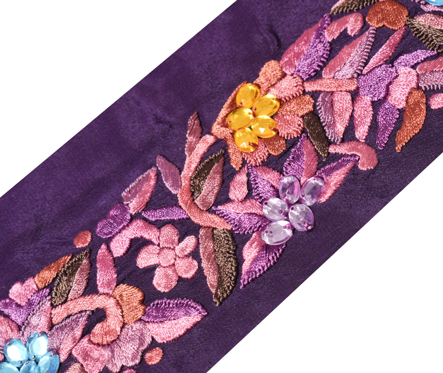 Sushila Vintage Embroidered Saree Border Indian Craft Sewing Trim Purple Lace