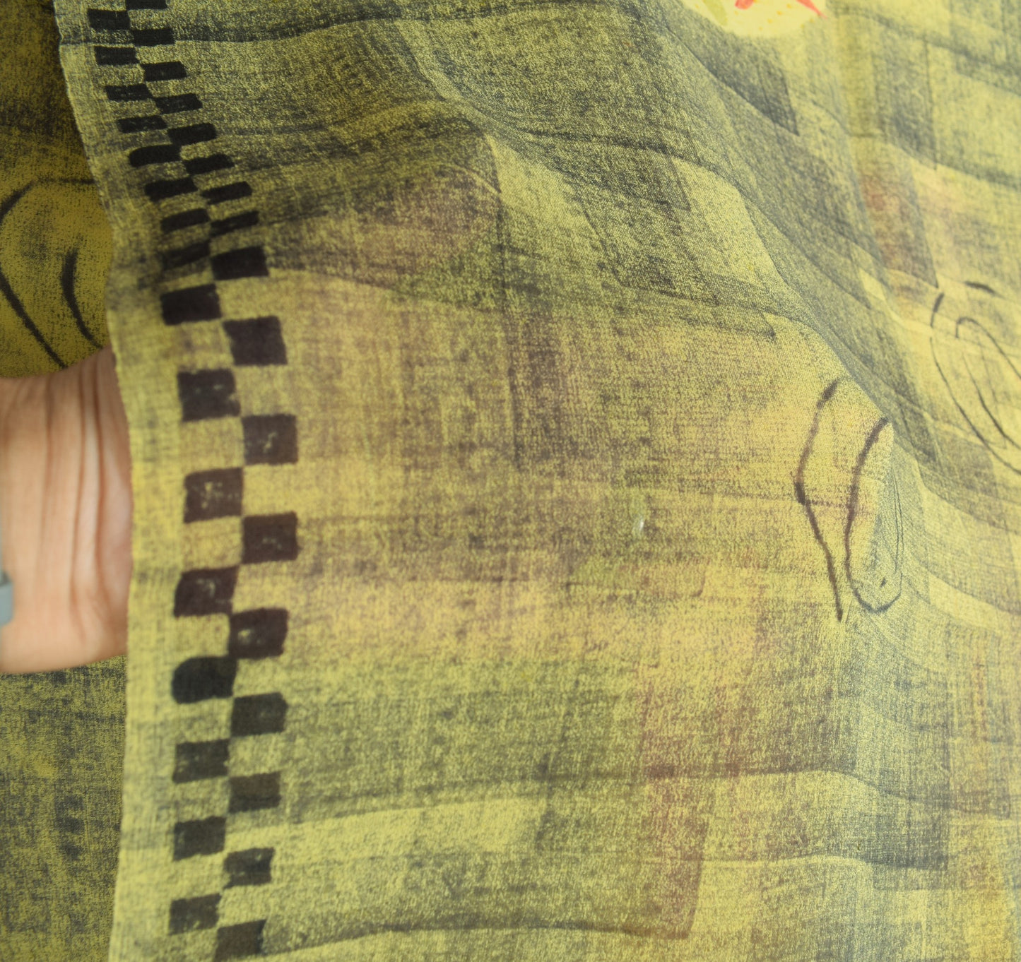 Sushila Vintage Yellow Saree 100% Pure Georgette Silk Printed Sari Craft Fabric