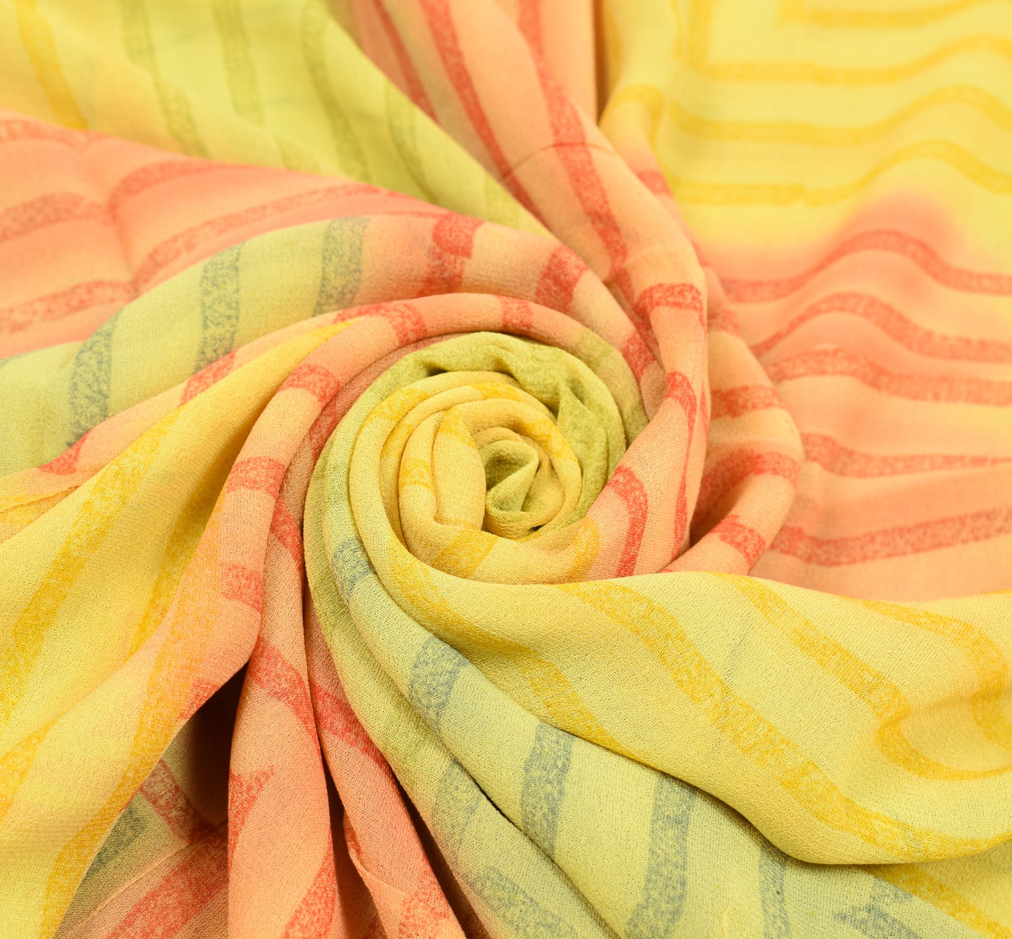 Sushila Vintage Yellow Saree 100% Pure Georgette Silk Printed Sari Craft Fabric