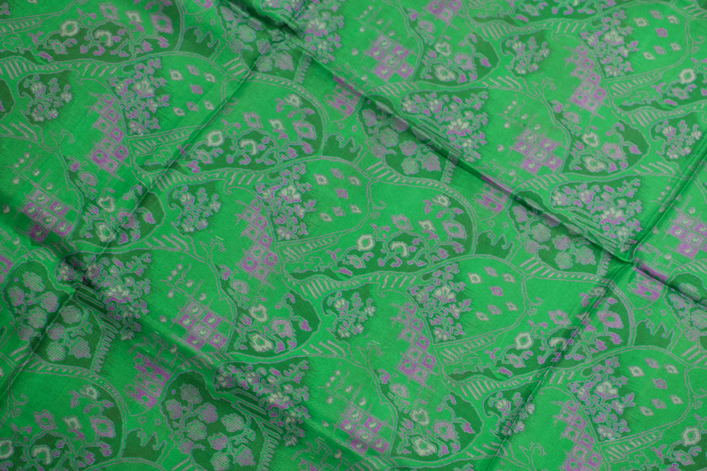 Sushila Vintage Indian Green Saree 100% Pure Silk Printed 6 YD Soft Craft Fabric