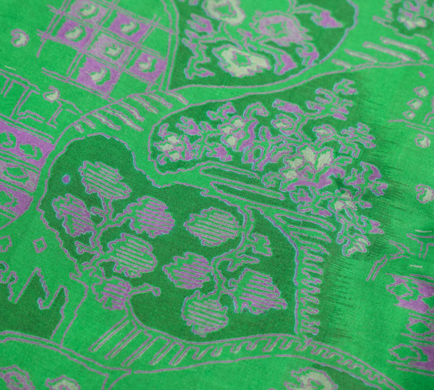 Sushila Vintage Indian Green Saree 100% Pure Silk Printed 6 YD Soft Craft Fabric