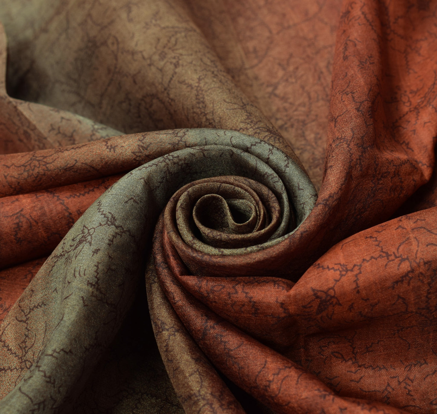 Sushila Vintage Brown Saree 100% Pure Silk Printed Floral 5 YD Soft Craft Fabric
