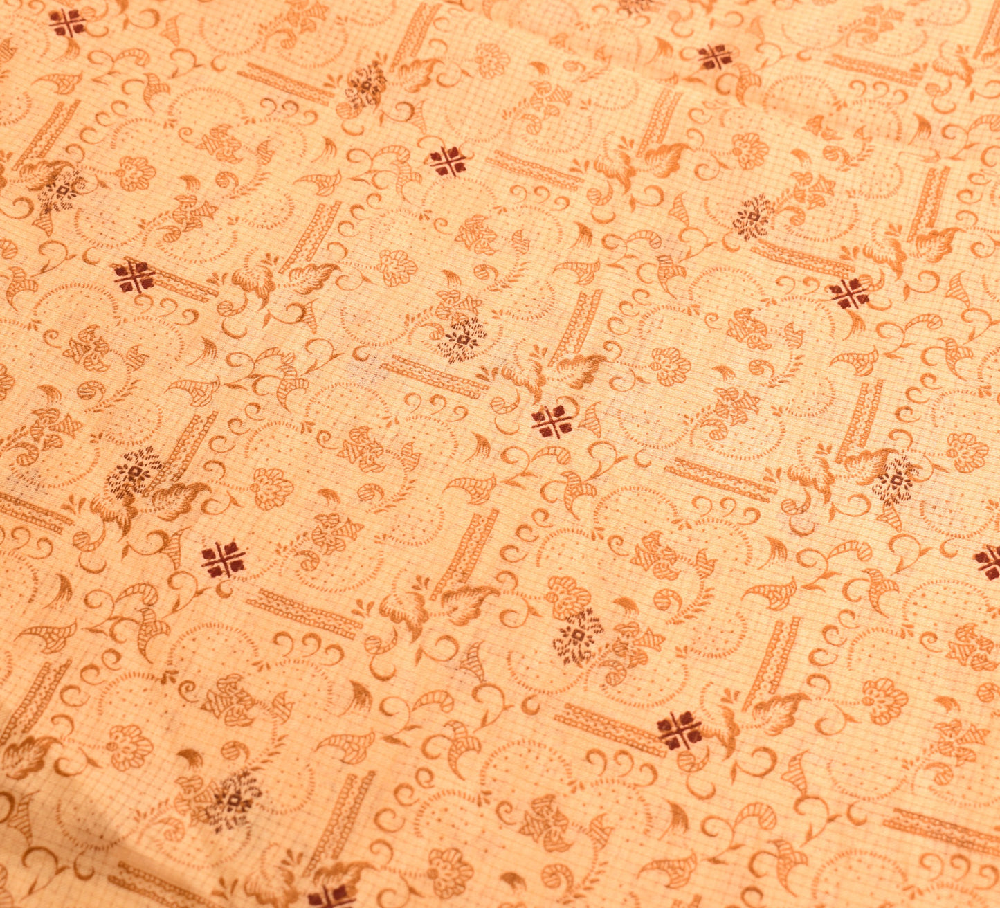 Sushila Vintage Beige Saree Pure Silk Printed Floral Woven Border Soft Fabric