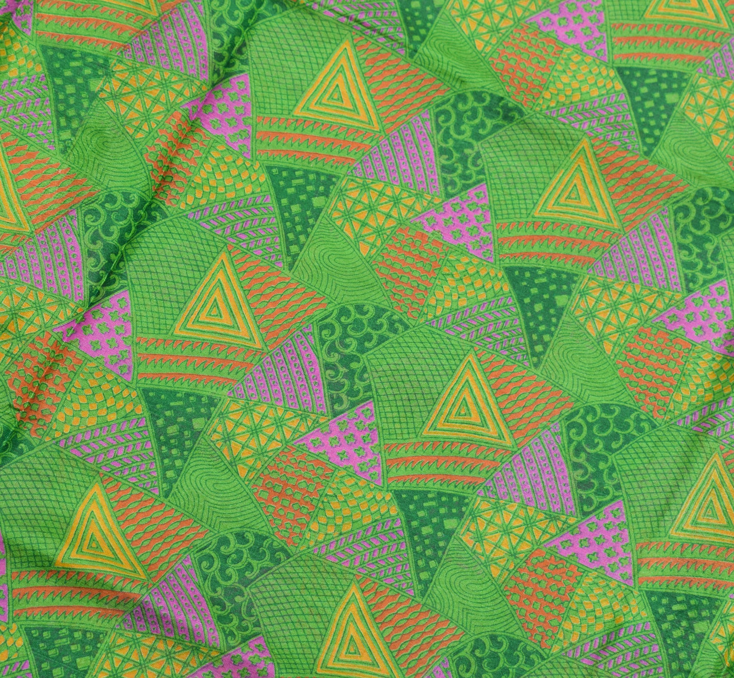 Sushila Vintage Green Saree Pure Silk Printed with Aari Work Soft Craft Fabric