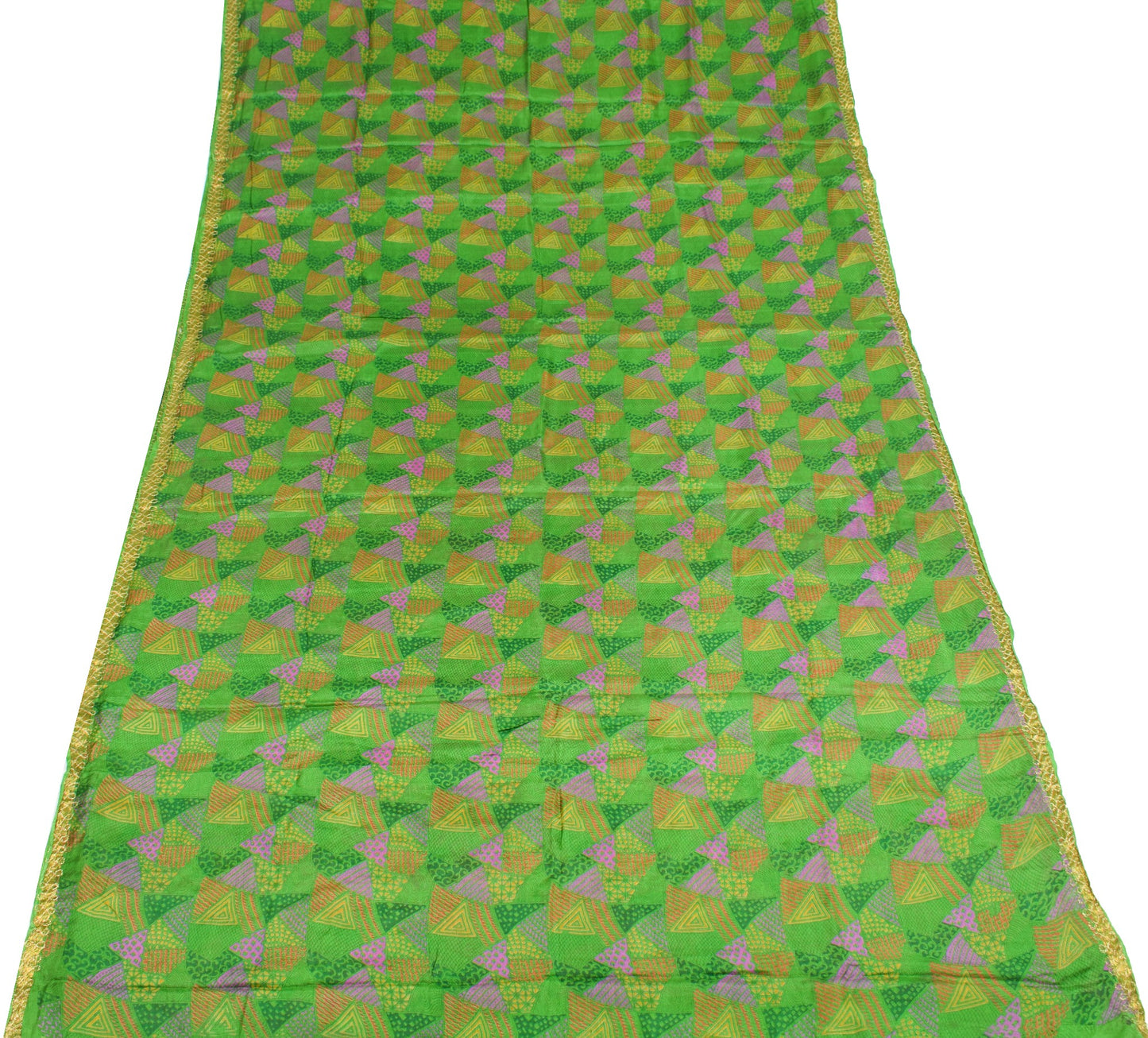 Sushila Vintage Green Saree Pure Silk Printed with Aari Work Soft Craft Fabric