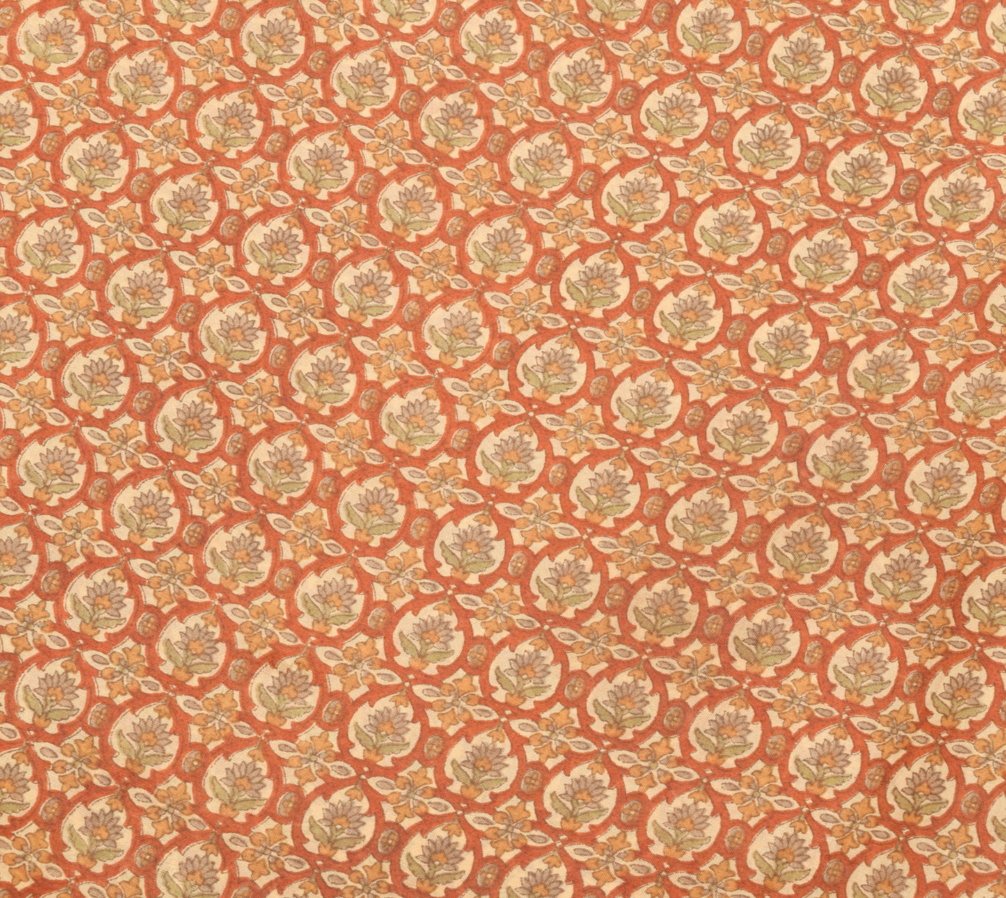 Sushila Vintage Brown Saree 100% Pure Silk Printed Soft Floral Craft Fabric