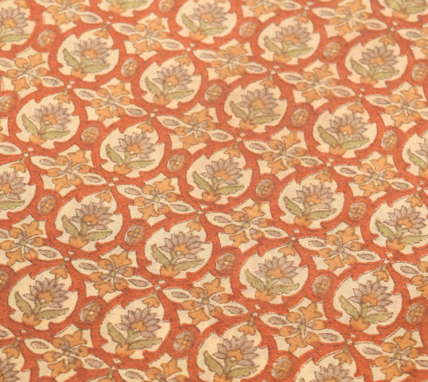 Sushila Vintage Brown Saree 100% Pure Silk Printed Soft Floral Craft Fabric