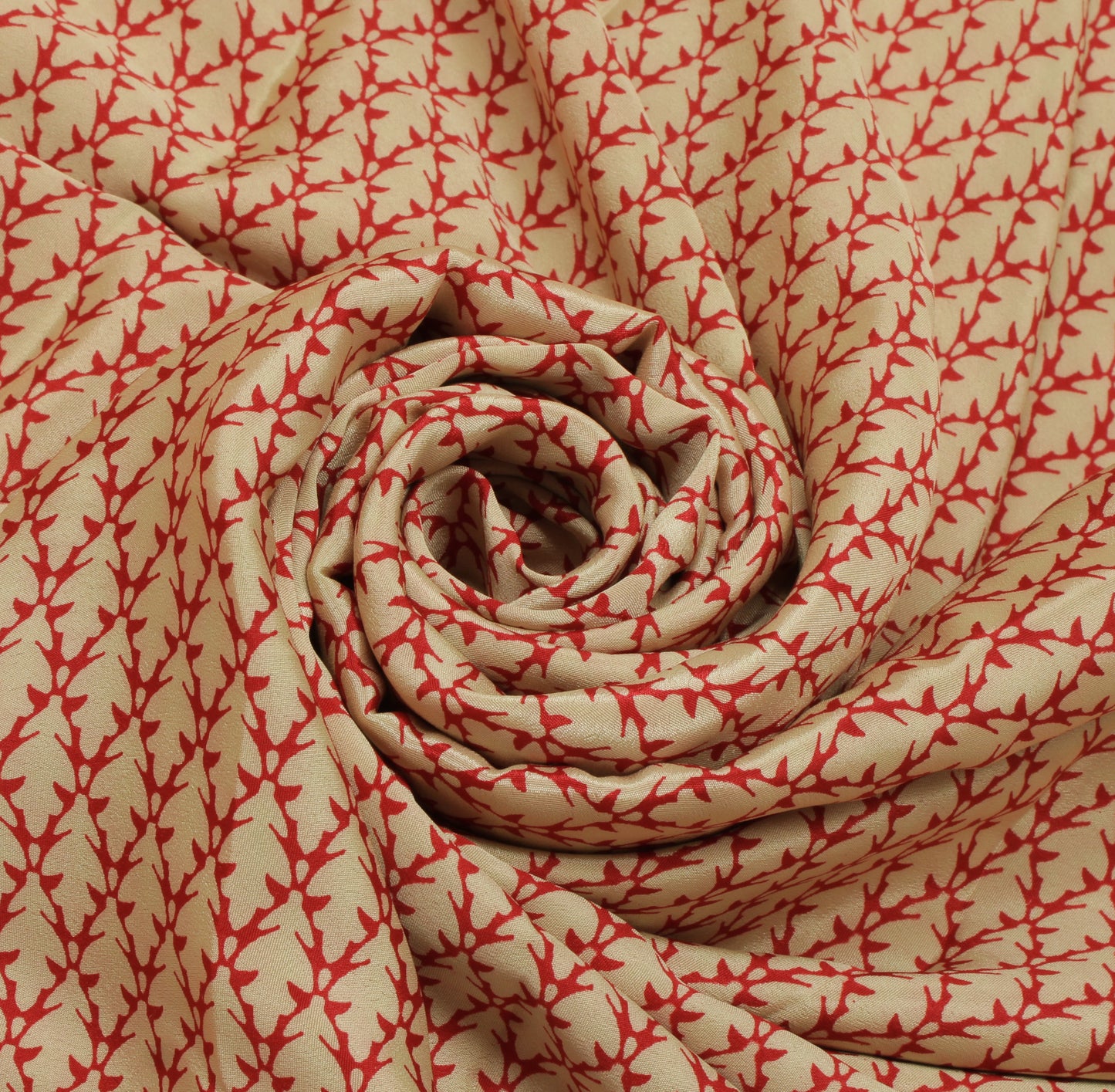 Sushila Vintage Cream Saree Blend Crepe Silk Printed Floral Soft Sari Fabric