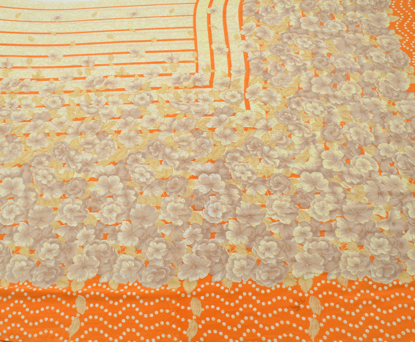 Sushila Vintage Indian Saree Blend Crepe Silk Printed Floral Soft 5 Yard Fabric